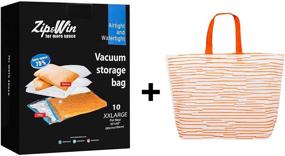 img 4 attached to 🛍️ XXLarge Zip&amp;Win Vacuum Storage Bags 30&#39;&#39;x40&#39;&#39; - Pack of 10 Space Saver Bags for Seasonal Clothes, Duvets, Pillows, Blankets (+ Free Shopping Bag)