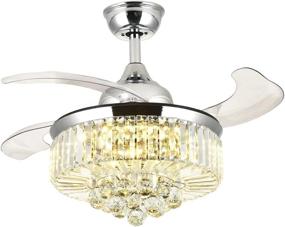 img 3 attached to 💡 7PM Chrome Crystal Ceiling Fan with Retractable Blades - Modern Chandelier Fandelier Lighting Fixture for Dining Room Bedroom - 36 Inch