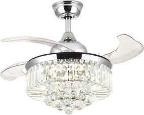 img 4 attached to 💡 7PM Chrome Crystal Ceiling Fan with Retractable Blades - Modern Chandelier Fandelier Lighting Fixture for Dining Room Bedroom - 36 Inch