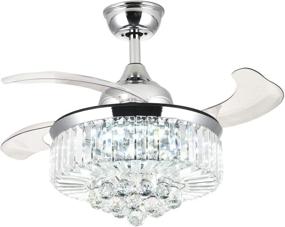 img 2 attached to 💡 7PM Chrome Crystal Ceiling Fan with Retractable Blades - Modern Chandelier Fandelier Lighting Fixture for Dining Room Bedroom - 36 Inch