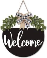 rustic welcome wooden door wreath hanger - zingoetrie 12 inch greenery home decoration with farmhouse country-chic charm - front wall sign for ornament ideas and supplies логотип