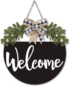 img 4 attached to Rustic Welcome Wooden Door Wreath Hanger - Zingoetrie 12 Inch Greenery Home Decoration with Farmhouse Country-Chic Charm - Front Wall Sign for Ornament Ideas and Supplies