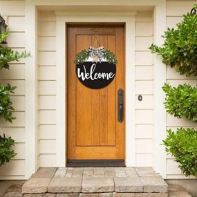 img 3 attached to Rustic Welcome Wooden Door Wreath Hanger - Zingoetrie 12 Inch Greenery Home Decoration with Farmhouse Country-Chic Charm - Front Wall Sign for Ornament Ideas and Supplies