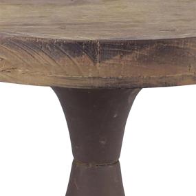 img 1 attached to 🕯️ Large Stonebriar Rustic Worn Natural Wood and Metal Pedestal Tray – Decorative Pillar Candle Holder for Centerpieces, Mantel Decoration, or Any Tabletop