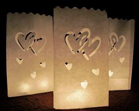 img 1 attached to 🕊️ CleverDelights 30-Count White Luminary Bags with Interlocking Hearts Design - Ideal for Weddings, Parties, Christmas, and Holiday Luminaria