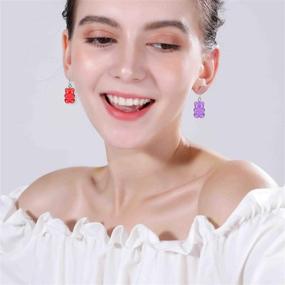 img 3 attached to 🍬 Colorful Resin Candy Dangle Earrings Set - Just Follow 8Pairs Gummy Bear Earrings for Women and Girls