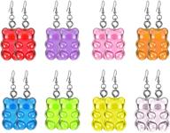 🍬 colorful resin candy dangle earrings set - just follow 8pairs gummy bear earrings for women and girls logo