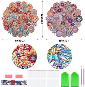 img 3 attached to Высококачественный набор для алмазной живописи "Мандала Цветочная" 5D: 2 шт. набор для самостоятельной сборки декоративной алмазной живописи частичными формами на холсте размером 11,8 х 11,8 дюймов.