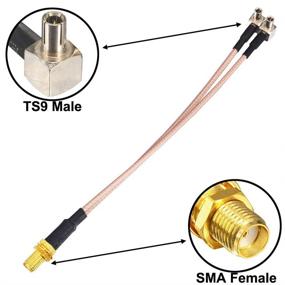 img 4 attached to 🔌 Адаптер YOTENKO SMA-TS9: высококачественное SMA-женское к Y-типу 2 X TS9-мужское угловое соединение разветвитель-комбинатор джампер силового кабеля RG316 15 см RF провод.