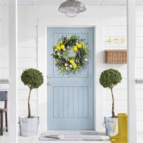 img 1 attached to 🍋 WANNA-CUL 18 Inch Spring Farmhouse Fruit Wreath: Artificial Lemons, Blueberry, and Green Leaves - Perfect for Front Door or Home Decoration