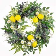 🍋 wanna-cul 18 inch spring farmhouse fruit wreath: artificial lemons, blueberry, and green leaves - perfect for front door or home decoration логотип