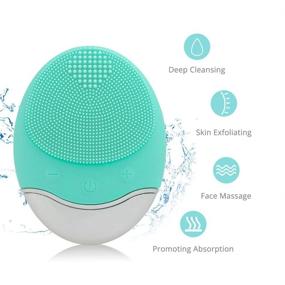 img 3 attached to 🟢 Sonic Facial Cleansing Brush: Soft Silicone Waterproof Face Cleanser - Green