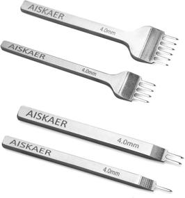 img 2 attached to 🧵 Aiskaer 4mm White Steel 1/2/4/6 Prong DIY Diamond Lacing Stitching Chisel Set for Leather Craft Kits