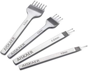 img 4 attached to 🧵 Aiskaer 4mm White Steel 1/2/4/6 Prong DIY Diamond Lacing Stitching Chisel Set for Leather Craft Kits