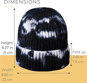 img 1 attached to accsa Winter Tie Dye Beanie Hat: Stretchy Rib Knit, Warm & Cozy Unisex Hat with Fold-up Cuff