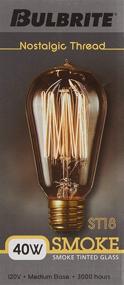 img 3 attached to Bulbrite NOS40-1910/SMK 40-Watt Vintage Edison ST18 Bulb, Nostalgic Thread Filament, Medium Base, Smoke