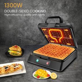 img 2 attached to 🧇 HOMEJOY Belgian Waffle Maker: Stainless Steel 4-Slice Classic with Temperature Control, Non-stick Plates, Compact Design & Indicator Lights