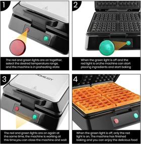 img 1 attached to 🧇 HOMEJOY Belgian Waffle Maker: Stainless Steel 4-Slice Classic with Temperature Control, Non-stick Plates, Compact Design & Indicator Lights