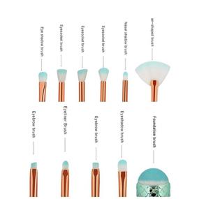 img 2 attached to Funfunman Makeup Brushes Set of 11 – Foundation, Eyebrow, Eyeliner, Blush, Cosmetic Concealer Brushes in Vibrant Mermaid Colorful Design