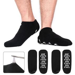 img 4 attached to 🧦 Moisturizing Socks Gel Spa Sock - 2 Pairs for Healing Dry Cracked Heels, Softening Dead Skin, and Alleviating Foot Pain in US Men 10-15 Size - Complete Foot Care Treatment Set with Soft Silicone Gel Lotion Sleeve, Ideal for Eczema & Callus Repair