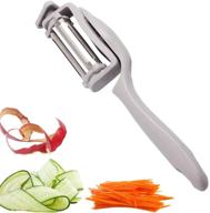 🔪 julienne peeler 4 in 1: multifunctional stainless steel fruit and vegetable peeler – citrus orange & potato peelers with rotating serrated straight and slicer blades (gray) logo