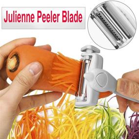 img 1 attached to 🔪 Julienne Peeler 4 in 1: Multifunctional Stainless Steel Fruit and Vegetable Peeler – Citrus Orange & Potato Peelers with Rotating Serrated Straight and Slicer Blades (Gray)