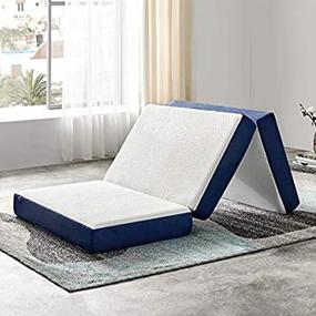 img 3 attached to 🛏️ JINGWEI Folding Mattress: Tri-Fold Memory Foam Topper, Full Size, Washable Cover – Bed, Play Mat, Portable Guest & Camp Bed (52" 73" 3" inch)