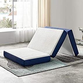 img 4 attached to 🛏️ JINGWEI Folding Mattress: Tri-Fold Memory Foam Topper, Full Size, Washable Cover – Bed, Play Mat, Portable Guest & Camp Bed (52" 73" 3" inch)