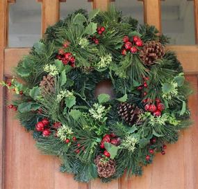 img 2 attached to 🎄 Winter Wreath by The Wreath Depot - Aurora Collection, 22 Inches, Full Christmas Designer Wreath to Elevate Front Door Decor, Complete with White Gift Box