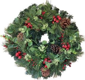 img 4 attached to 🎄 Winter Wreath by The Wreath Depot - Aurora Collection, 22 Inches, Full Christmas Designer Wreath to Elevate Front Door Decor, Complete with White Gift Box