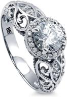 💍 berricle rhodium plated sterling silver round cubic zirconia cz art deco halo milgrain 1.2 ctw wedding engagement ring logo