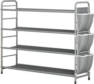 👞 supernuo shoe rack organizer 4-tier metal shelf compact storage with side bag for entryway closet bedroom, grey логотип