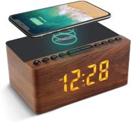 🕰️ anjank wooden digital alarm clock fm radio with 10w fast wireless charger station for iphone/samsung galaxy, 5-level dimmer, usb charging port, 2 wake up sounds, sleep timer, wood led clock for bedside - enhancing seo logo