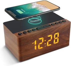 img 4 attached to 🕰️ ANJANK Wooden Digital Alarm Clock FM Radio with 10W Fast Wireless Charger Station for iPhone/Samsung Galaxy, 5-Level Dimmer, USB Charging Port, 2 Wake Up Sounds, Sleep Timer, Wood LED Clock for Bedside - Enhancing SEO