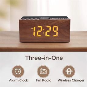 img 3 attached to 🕰️ ANJANK Wooden Digital Alarm Clock FM Radio with 10W Fast Wireless Charger Station for iPhone/Samsung Galaxy, 5-Level Dimmer, USB Charging Port, 2 Wake Up Sounds, Sleep Timer, Wood LED Clock for Bedside - Enhancing SEO