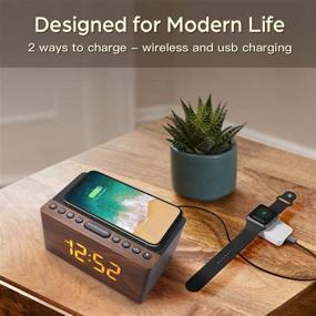 img 2 attached to 🕰️ ANJANK Wooden Digital Alarm Clock FM Radio with 10W Fast Wireless Charger Station for iPhone/Samsung Galaxy, 5-Level Dimmer, USB Charging Port, 2 Wake Up Sounds, Sleep Timer, Wood LED Clock for Bedside - Enhancing SEO