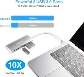 img 2 attached to INNOMAX USB C Hub: 5-in-1 MacBook Pro Adapter with SD/MicroSD, 3 USB 3.0 Ports - Silver