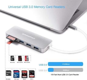 img 1 attached to INNOMAX USB C Hub: 5-in-1 MacBook Pro Adapter with SD/MicroSD, 3 USB 3.0 Ports - Silver