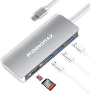 innomax usb c hub: 5-in-1 macbook pro adapter with sd/microsd, 3 usb 3.0 ports - silver logo