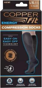 img 1 attached to 🧦 Black Compression Knee High Socks - Copper Fit Energy (L/XL)