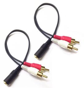 img 4 attached to 🎧 Premium CERRXIAN 3.5mm Female Stereo Jack to 2 RCA Plug AUX Headphone Adapter - Gold Plated Y Cable (Black) - 2-Pack