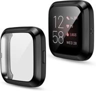 📱 премиум tpu покрытый защитный экран для умных часов fitbit versa 2 - черный защитный бампер, устойчивый к царапинам. логотип