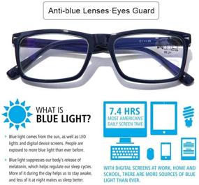 img 2 attached to 👓 DooViC 4-Pack Blue Light Blocking Reading Glasses: Anti-Eyestrain, Stylish Classic Style, Spring Hinge Computer Readers for Men & Women (1.50 Strength)