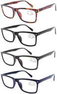 👓 doovic 4-pack blue light blocking reading glasses: anti-eyestrain, stylish classic style, spring hinge computer readers for men & women (1.50 strength) logo