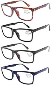 img 4 attached to 👓 DooViC 4-Pack Blue Light Blocking Reading Glasses: Anti-Eyestrain, Stylish Classic Style, Spring Hinge Computer Readers for Men & Women (1.50 Strength)