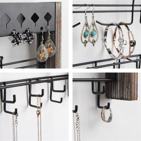 img 1 attached to 📿 Rustic White Jewelry Organizer with Metal Hooks for Necklaces, Rings, Earrings - JackCubeDesign MK460B