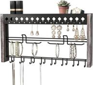 📿 rustic white jewelry organizer with metal hooks for necklaces, rings, earrings - jackcubedesign mk460b логотип