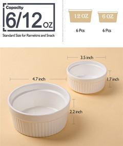 img 3 attached to 🍮 Delling 12 Pack Ramekins - Oven Safe Creme Brulee Ramekins, Porcelain Souffle Dish for Baking, Pudding, and Dessert Bowls - 12 Oz (x6) & 6 Oz (x6)