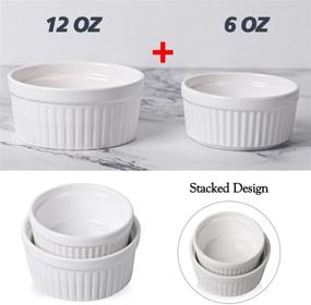 img 1 attached to 🍮 Delling 12 Pack Ramekins - Oven Safe Creme Brulee Ramekins, Porcelain Souffle Dish for Baking, Pudding, and Dessert Bowls - 12 Oz (x6) & 6 Oz (x6)