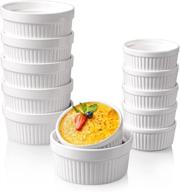 🍮 delling 12 pack ramekins - oven safe creme brulee ramekins, porcelain souffle dish for baking, pudding, and dessert bowls - 12 oz (x6) & 6 oz (x6) logo